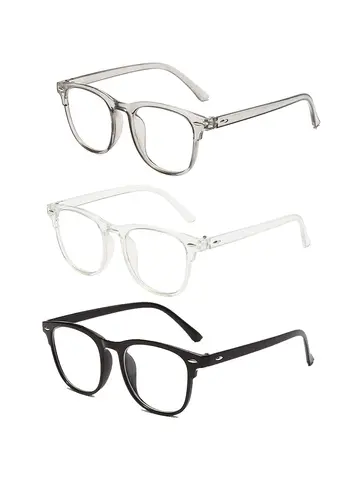 3 Pcs/Set Transparent Computer Glasses Frame Women Men Anti Blue Light Round Eyewear Blocking Glasses Optical Spectacle Eyeglass