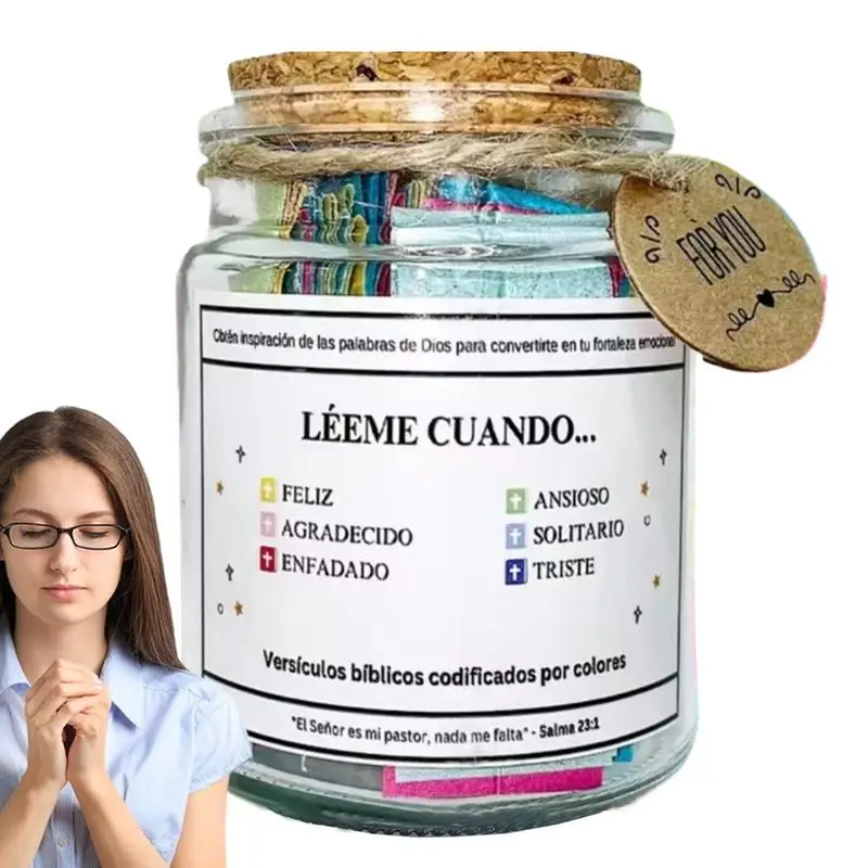 Bible Verse Jar Spanish Scripture Prayer Christian Portable Colorful Bible Verse Cards Best Wishes Note For Reading Christmas