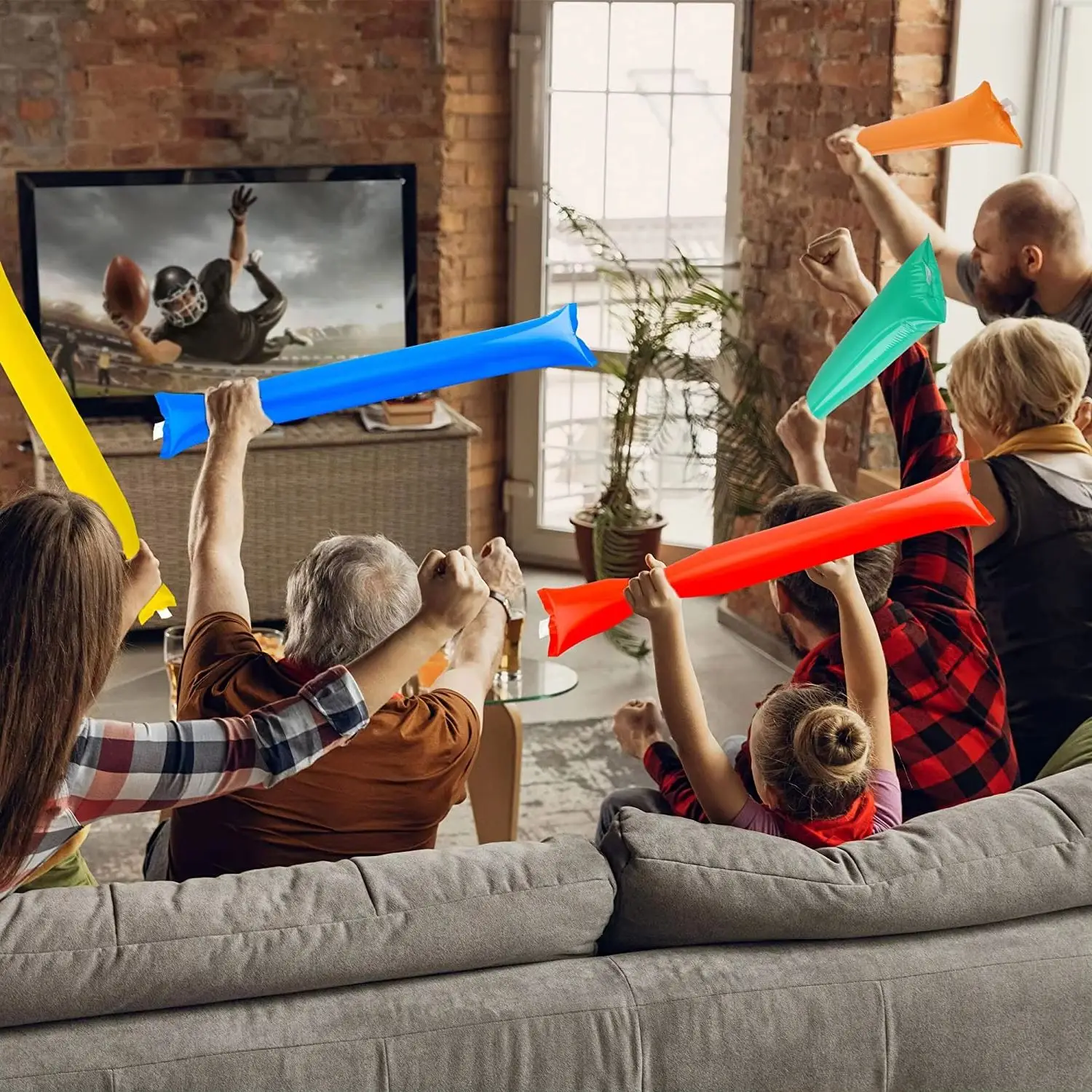 24pcs Inflatable Cheerstick Toy Cheer up Sticks Balloon Stick Clapper Cheering Stick Noise Maker Balloon Concert Party Gift