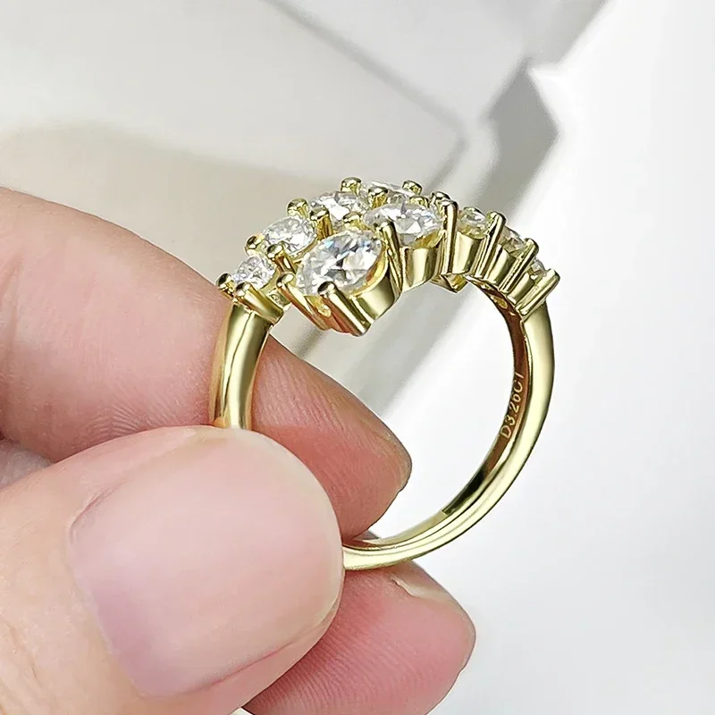 

3.26ct Moissanite Ring For Women 925 Sterling Silver D VVS Diamond Gemstone GRA Certified Wedding Band Luxury Fine Jewelry
