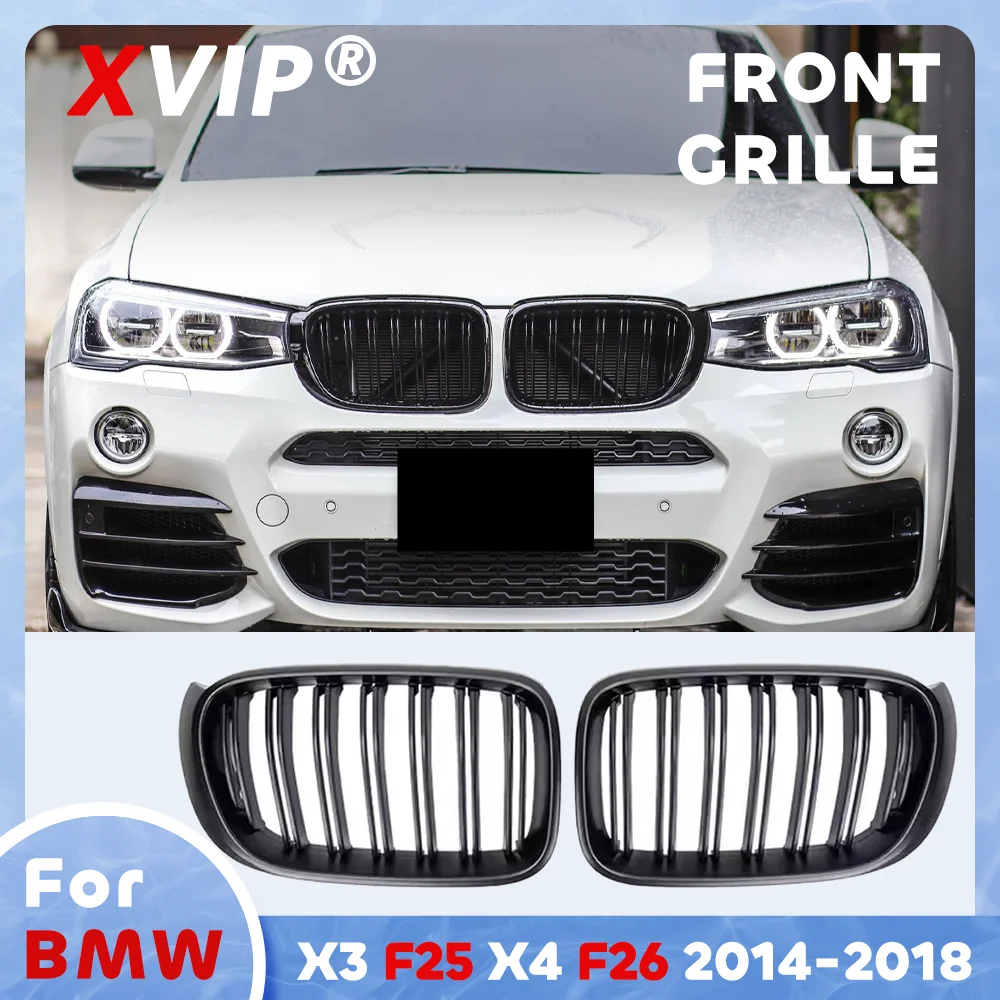 

XVIP Matte Black Double Line Style Front Bumper Grille For BMW X3 F25 X4 F26 2014-2018