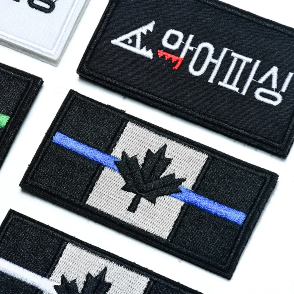 Flag of Canada Embroidered Patches Tactical Morale Badge Hook and Loop Armband Backpack Hat Decoration Cloth Sticker Applique