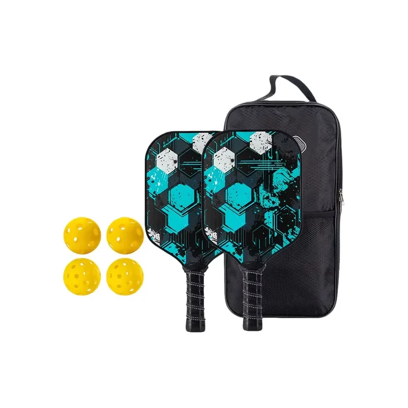 Factory Direct Beginner Glass Fiber Carbon Fiber 16mm Pickleball Racket Set Children Adults Hexagon Pattern 40cm Includes 2