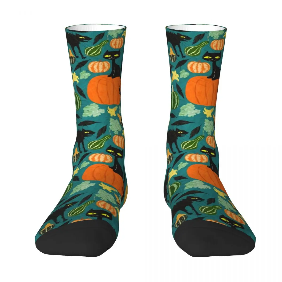 Horror Halloween Stockings Pumpkin Crows And Cats Printed Gothic Socks Autumn Non Slip Socks Women Men Outdoor Medium Soft Socks