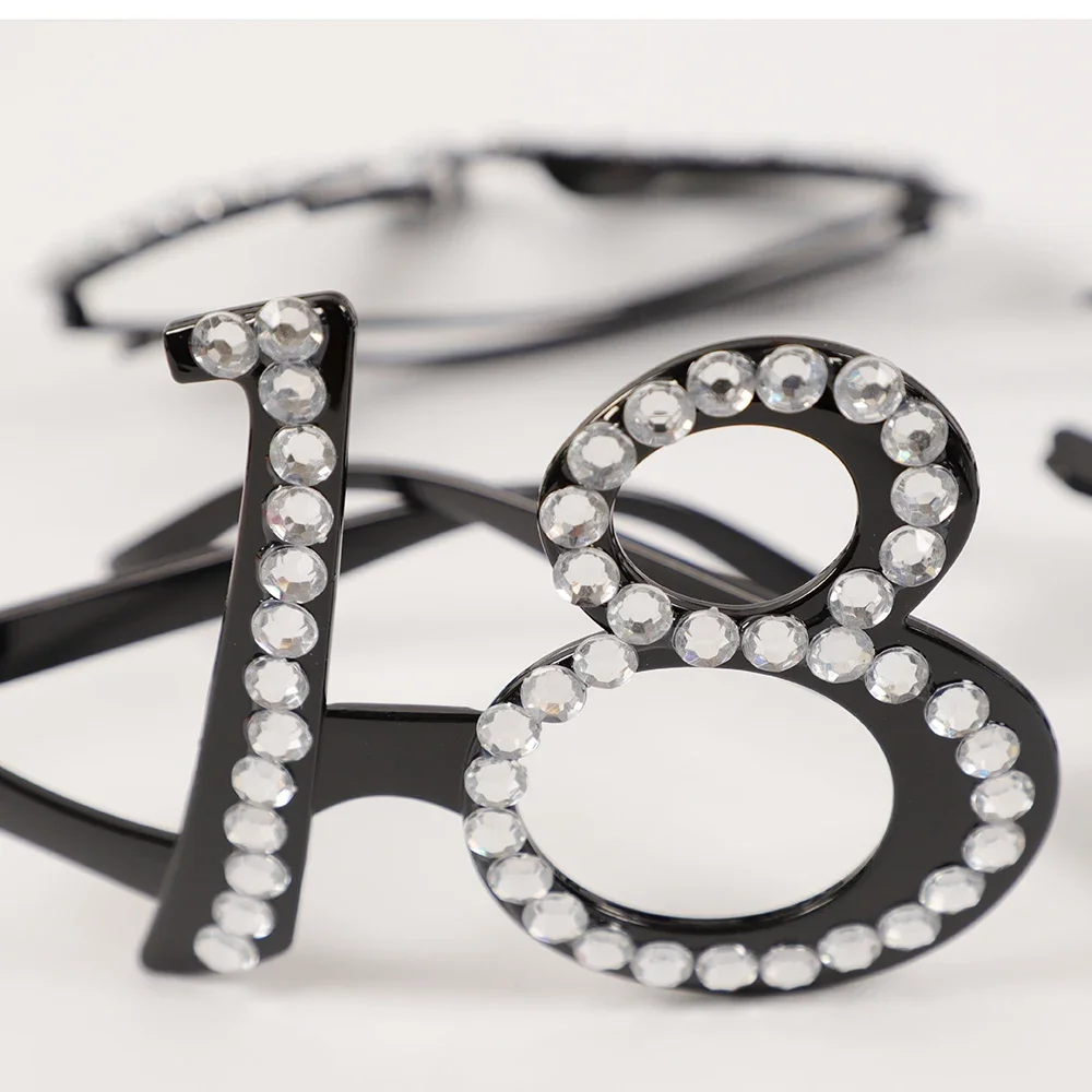 1Pcs Diamond Birthday 18/20/21/30/40/50/60/80th Years Old Eyeglasses Gift Photo Props for Happy Birthday Party Favors Decoration