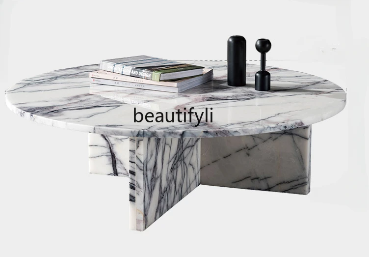 

Italian Mild Luxury Marble Side Table Combination Modern Minimalist Designer Coffee Table Living Room Furniture