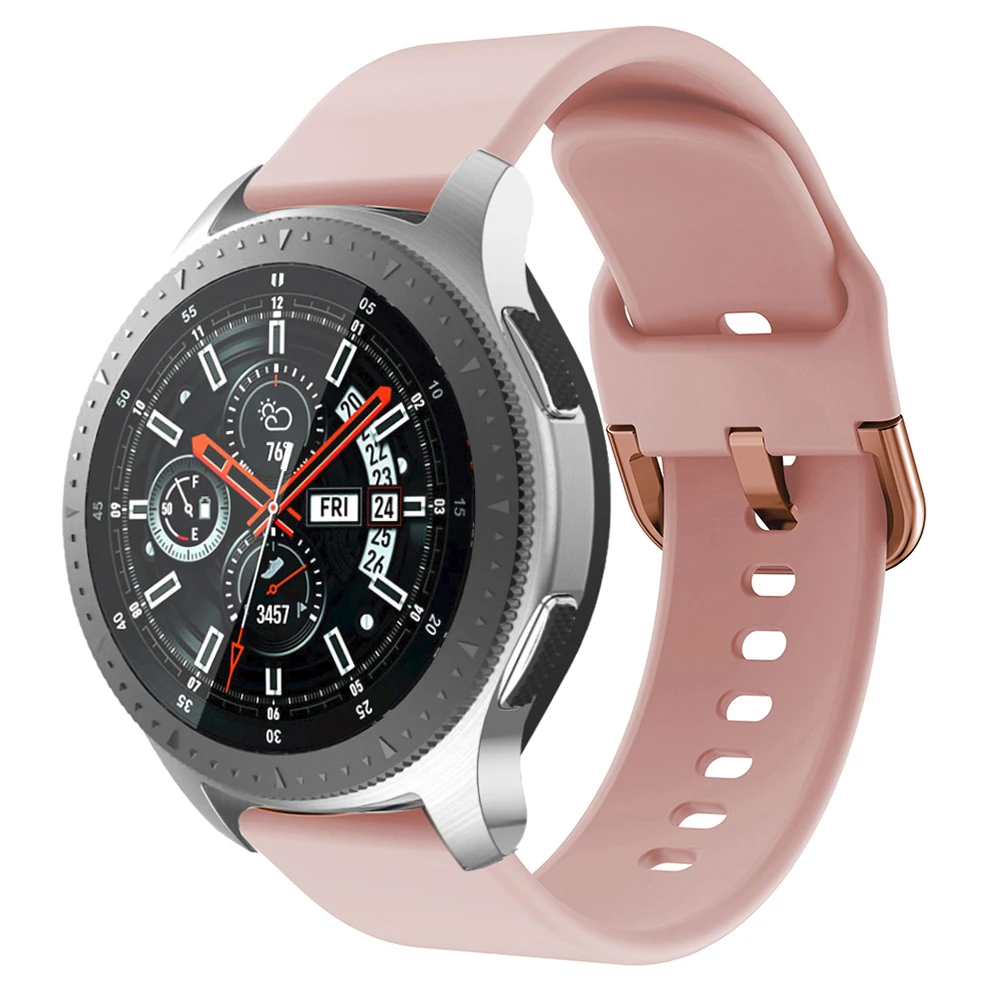 22mm 20mm Silicone Strap for Samsung Galaxy Watch 6 5 4 Active 2 44mm 40mm/Gear S3 Rose Gold Buckle Bracelet for Amazfit GTR/GTS