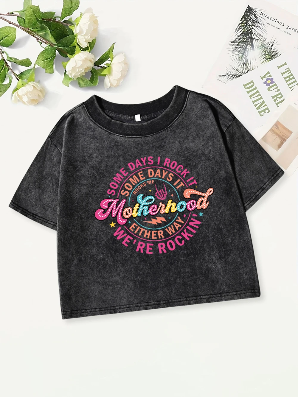 

Летние хлопковые укороченные топы, женские стираные футболки с принтом «Мы рокина», повседневная уличная одежда стандартного кроя с круглым вырезом, одежда Y2K