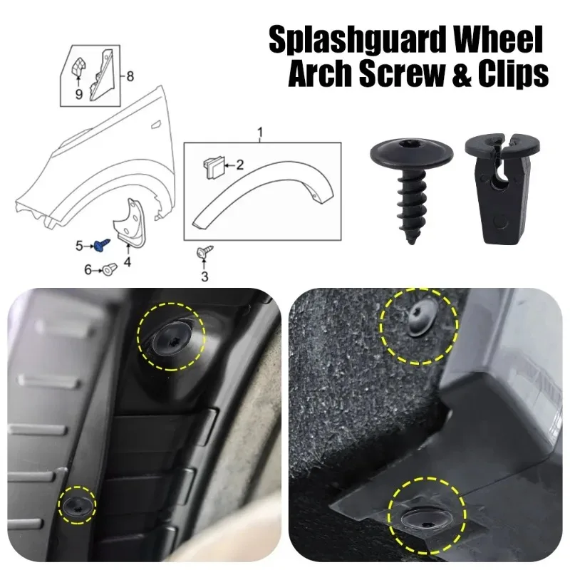 Engine Hood Chassis Splash Guard Wheel Arch Butterfly Screw Fasteners Automotive Fender Liner Snap-On Clips Bolts N90974701