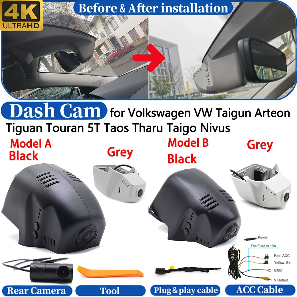 

Dash Cam for Volkswagen VW Taigun Arteon Tiguan Touran 5T Taos Tharu Taigo Nivus 4K DVR Dashboard Camera Video Drive Recorder