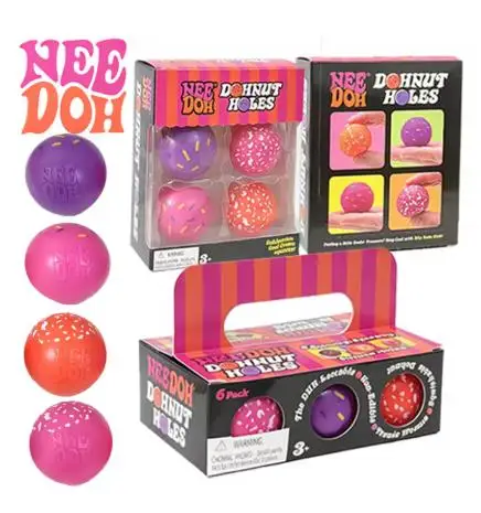 Needoh Dohnut Holes Squeeze Balls Dough Filled Sensory Therapy Toy Relieve Anxiety Pocket Fingertip Pressure Relief Gift