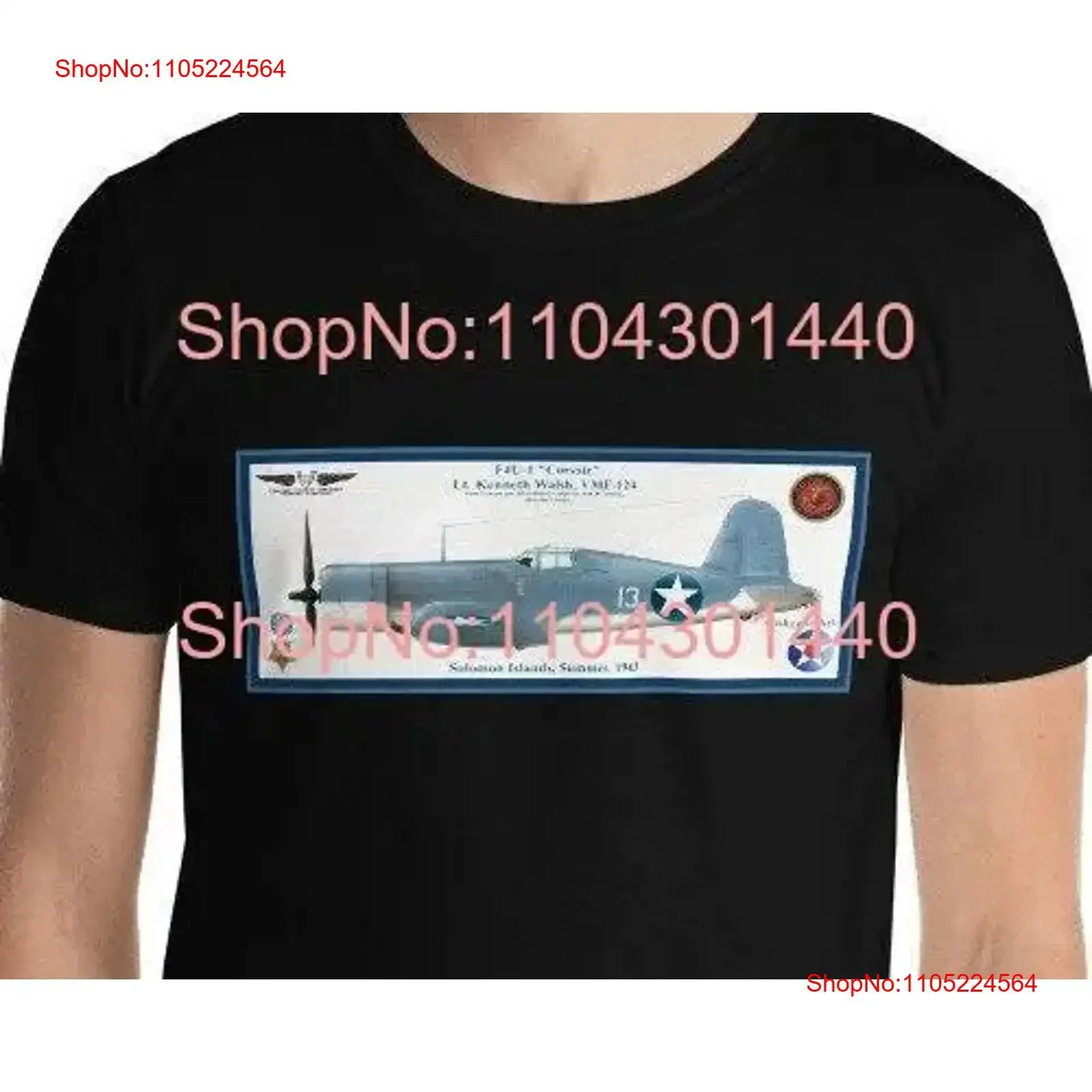 F4U Corsair Lt Kenneth Walsh U S M C 1943 camiseta Sm a través de 3X vintage lavado ligeramente estirado ropa de diseñador elegante