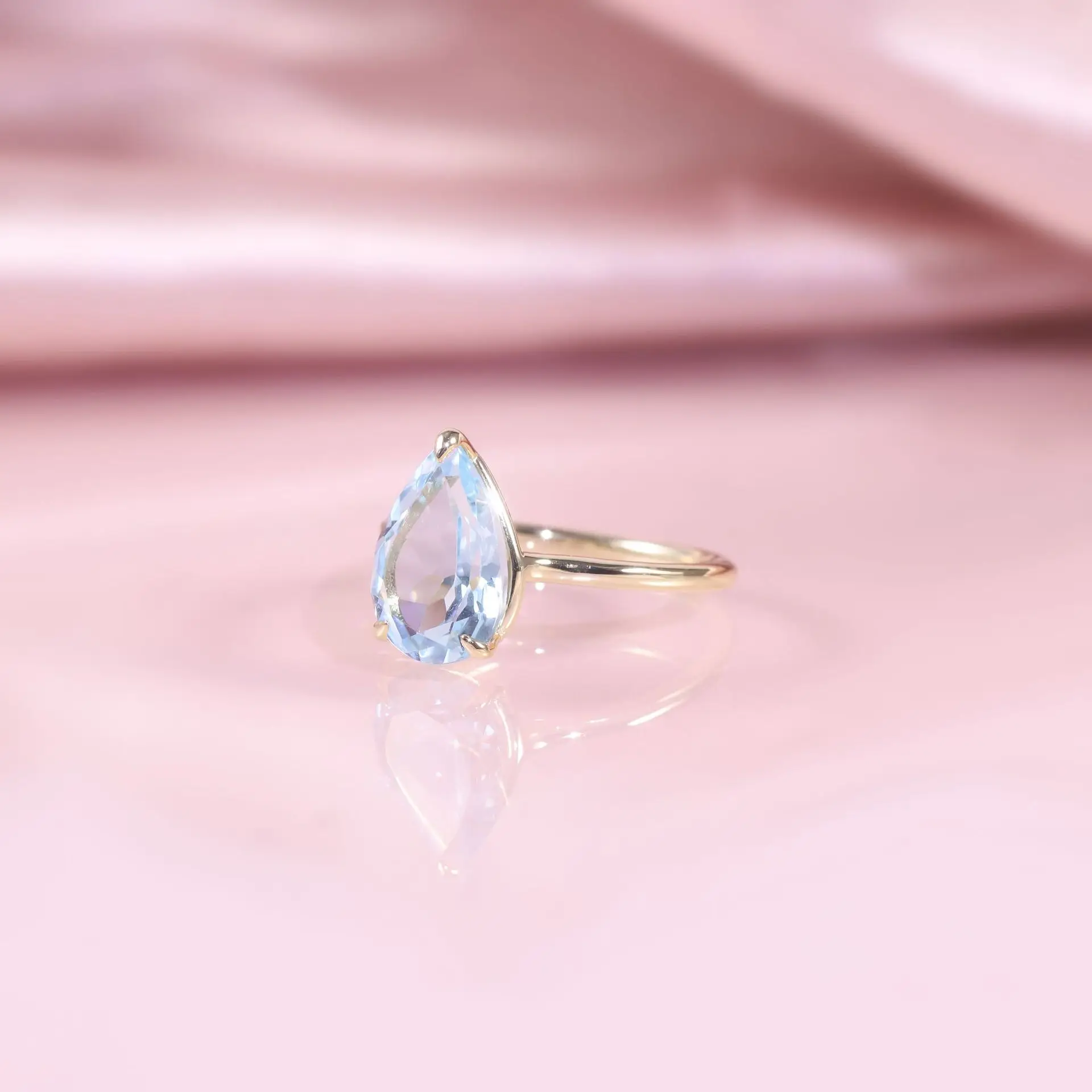 

3-каратное кольцо-капля из стерлингового серебра S925 с натуральным топазом в форме груши