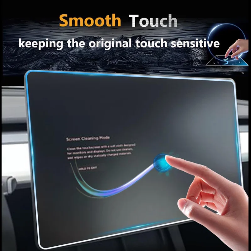 Displayschutzfolie aus gehärtetem Glas für Tesla Model 3, Highland 2024, Modell Y Juniper 2022, hinterer mittlerer Steuerbildschirm – Detail 6