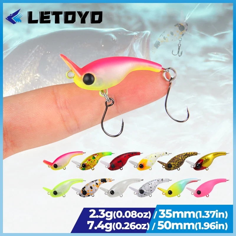 LETOYO Sinking Minnow 35mm 2.3g/50mm 7.4g Micro Fishing Lure Mini Wobblers For Freshwater Stream Trout Perch Bass Pike Baits