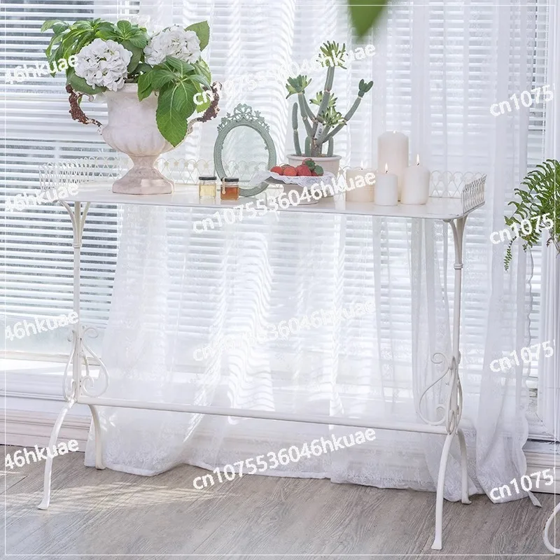 French Retro Small Table Bay Window Side Few Bedrooms Living Room Balcony Garden Outdoor Shelf Long Table Bed and Breakfast Iron