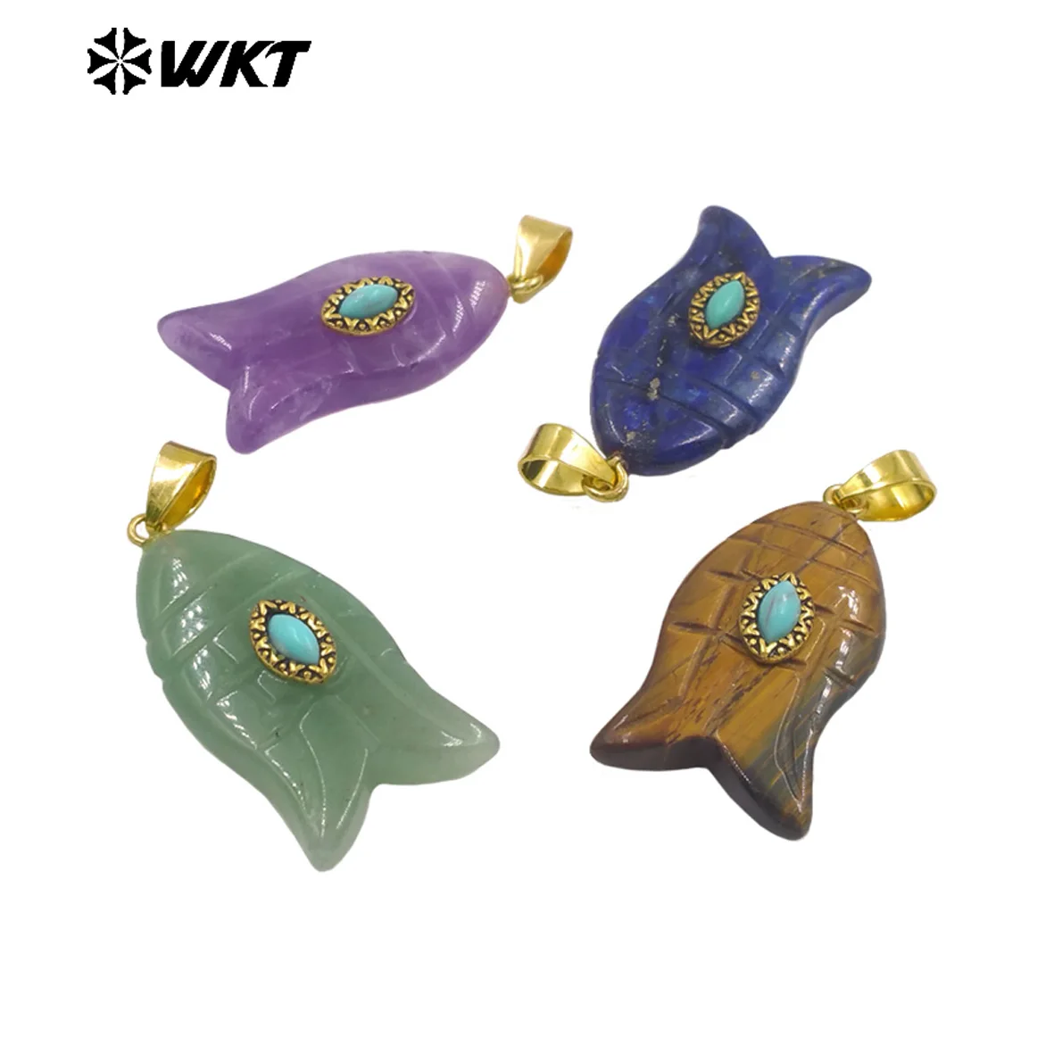 

WT-P2012 Light Weight French-style Cute Shape With 18K Gold Plated Natural Gemstone Pendant For Women Jewelry Decoration