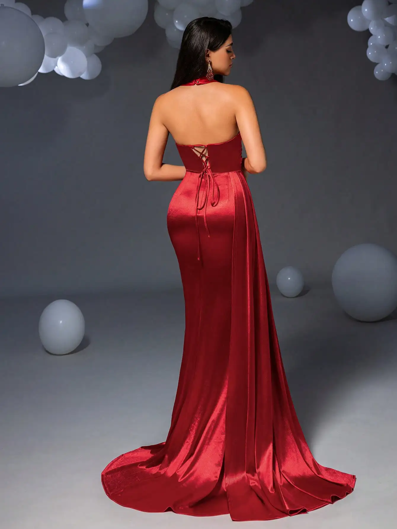 Robe de soirée longue Chic française, Sexy, haut de gamme, dos nu, col en v, fente haute, robe de soirée élégante, mode Banquet, robe de mariée