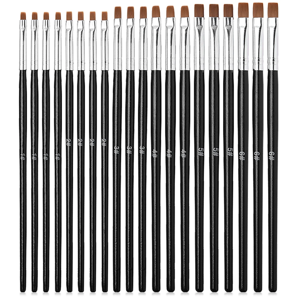 20Pcs/Set Nail Gel Brushes 6 Size Flat Head or 4 Size Tilted Head Brushes For Painting Drawing Nail Supplies for Professional