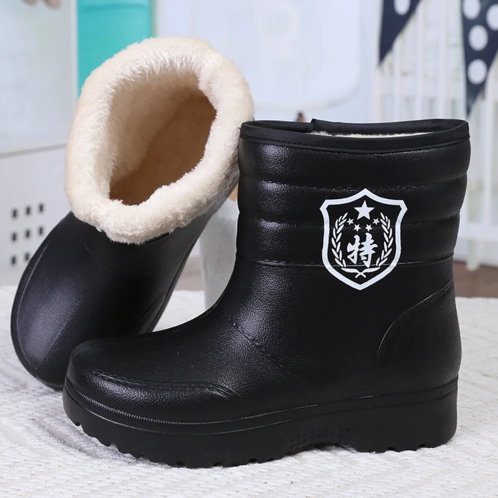 Winter New Men\'s Snow Boots Plush EVA Waterproof Casual Work Shoes Rain Shoes High Top Warm and Comfortable Cotton Shoes