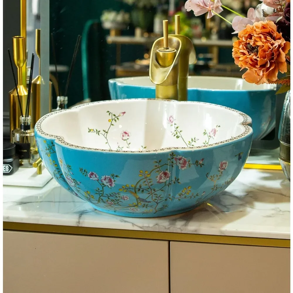 Flower shaped ceramic countertop art bathroom washbasin,single sink,sink basin,unique decor,to add beauty to your room,practical