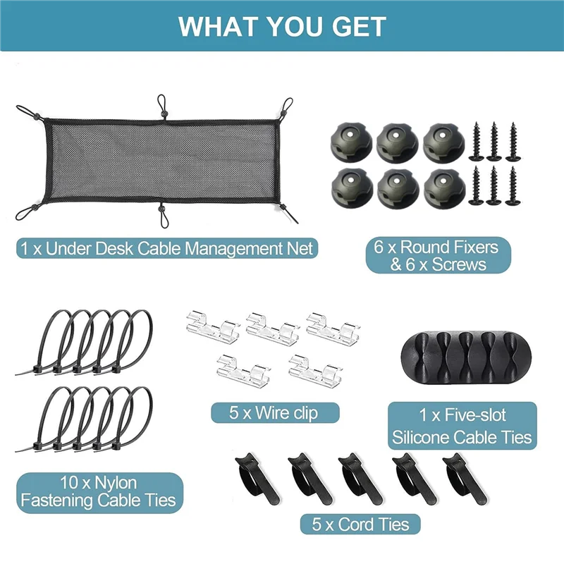 شبكة إدارة الكابلات تحت المكتب من BFYLW، منظم شبكي لإدارة سلك الطاولة تحت الطاولة، 50 × 25 سم