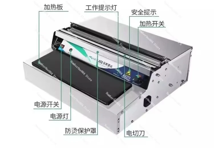 Commercial 50cm Cling Film Wrapping Machine, Automatic Cut‑Seal Unit for Fruit Vegetable Packaging