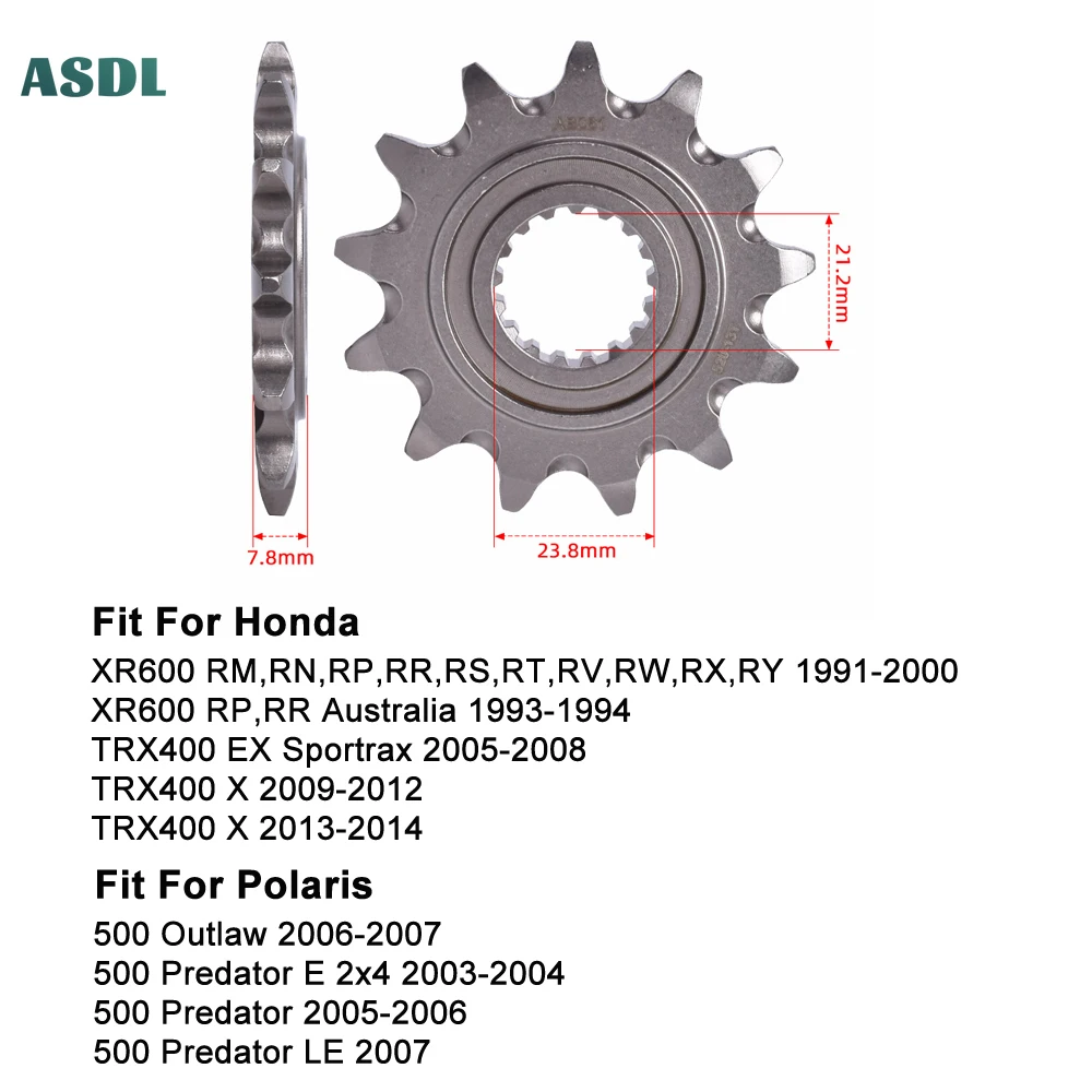 Motorcycle 14T Front Sprocket For Honda XR600 RM 1991-2000 TRX400 EX 2005-2008 TRX 400 X 09-14 For Polaris 500 Outlaw Predator
