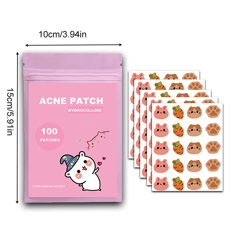 100 PCS/SET Cartoon Pimple Patch Acne Colorful Invisible Acne Removal Skin Care Stickers Concealer Face Spot Beauty Makeup Tools