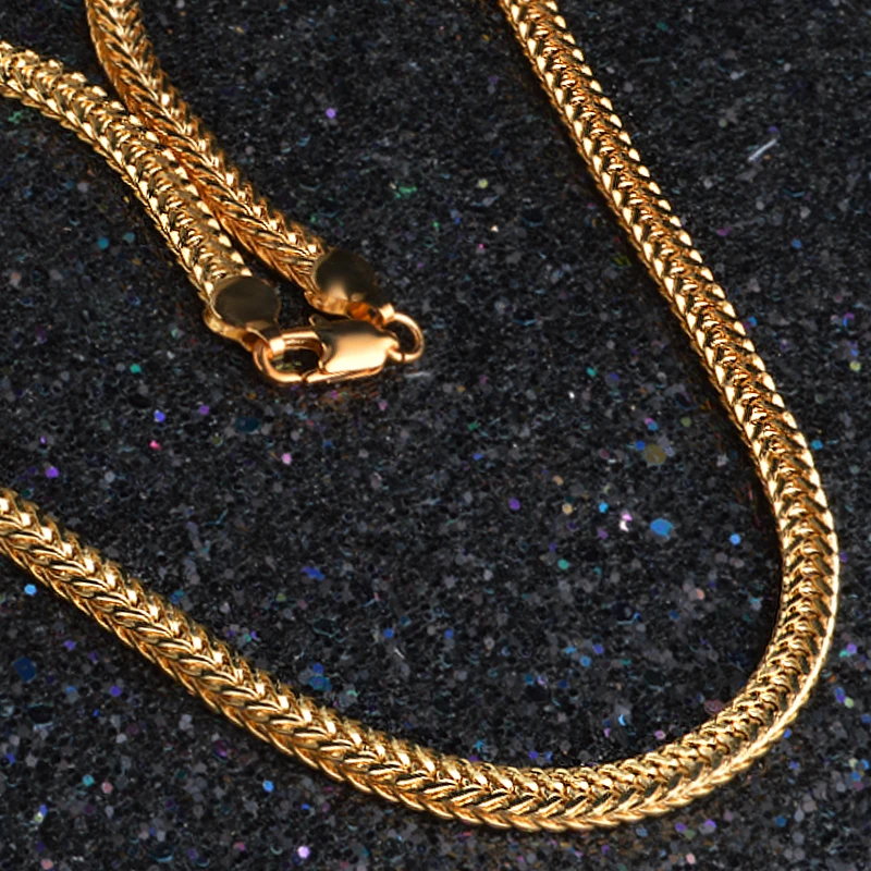925 Sterling Silver  6mm Gold Colour Chocker Necklace For Men Women 50cm Chains Classic Style Fasshion Jewelry Hot Sale