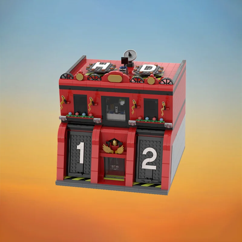 1984 stks MocFire Station Modulair Gebouw Compatibel 60414 Bouwstenen Creativiteit Montage Bricks Speelgoed Kid Kerst DIY Gift