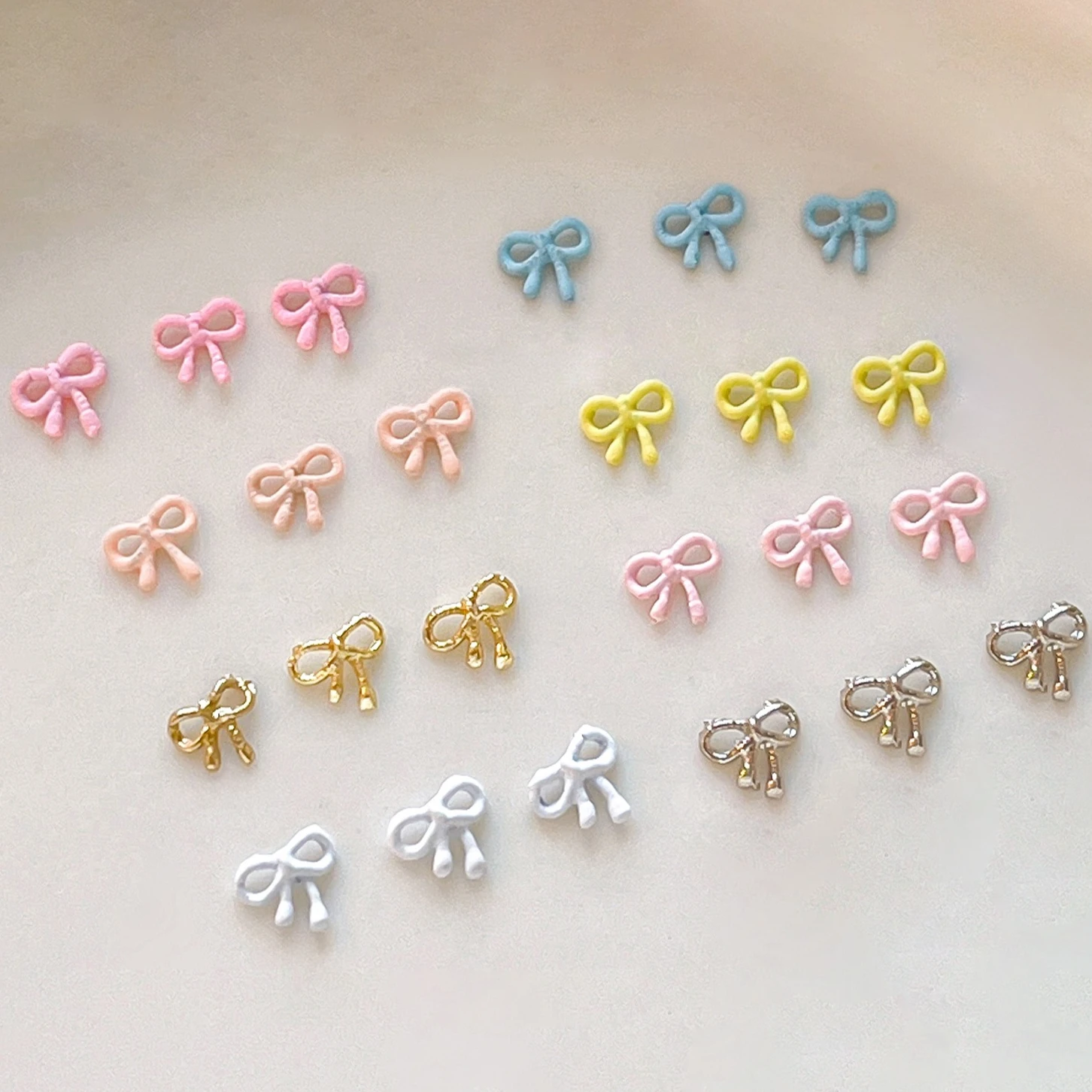 Macaron Color Mini Bowknot Lovely Bow Tie Ribbon Cute Butterfly Metal Alloy Nail Art Decorations Charms Manicure Tip Accessories