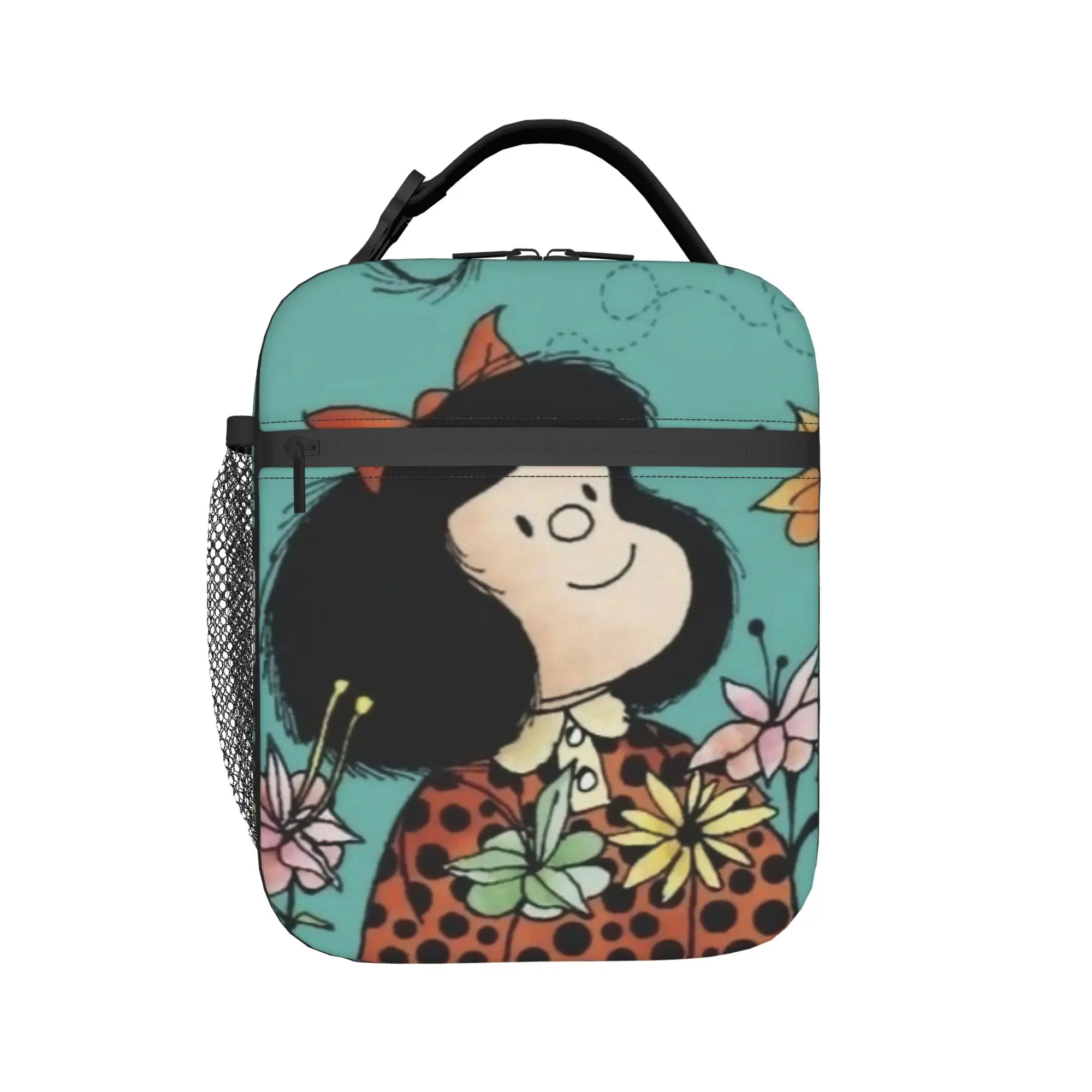 Mafaldas Flowers 80s Insulated Lunch Bag High Capacity  Lunch Container Cooler Bag Tote Lunch Box Office  Outdoor Men Women