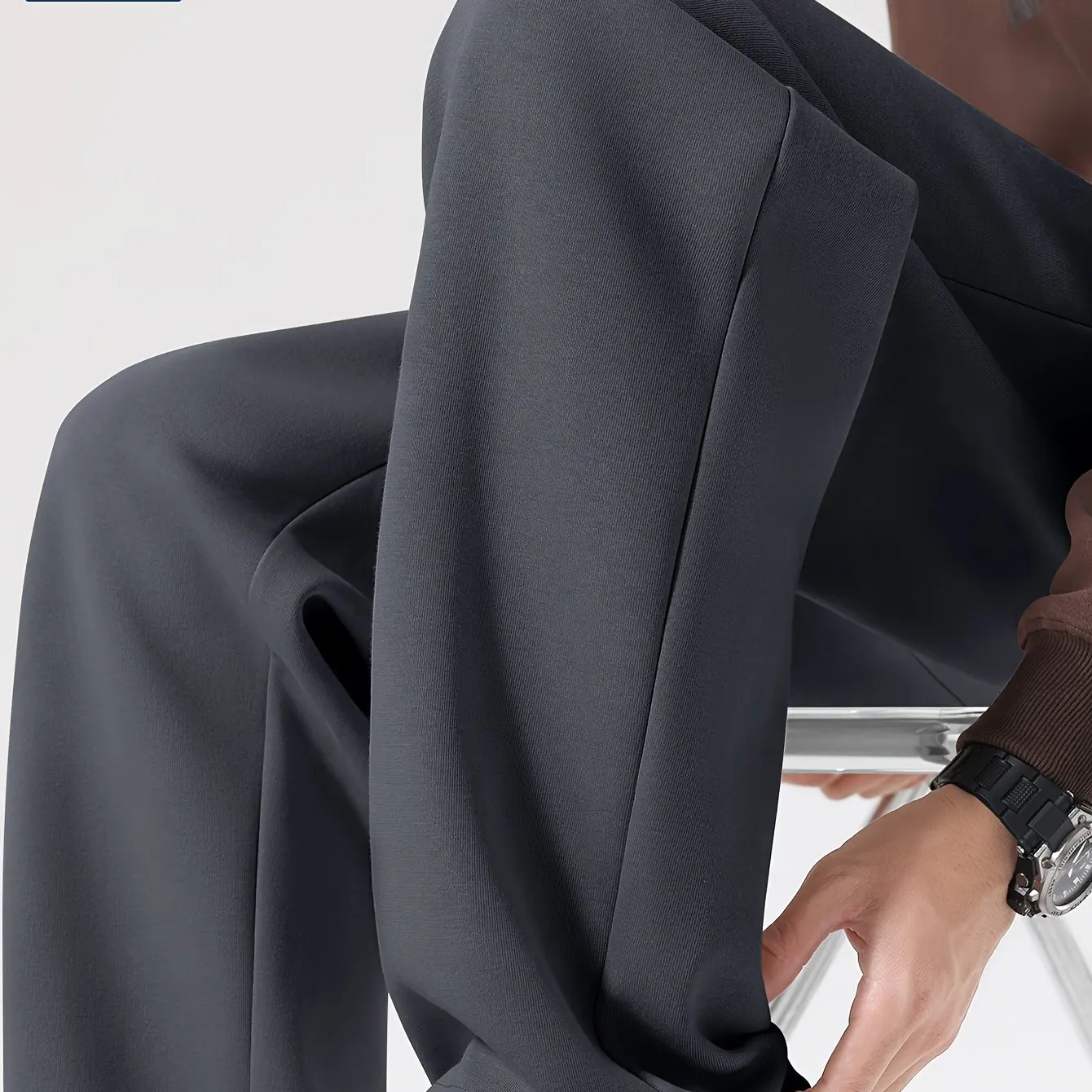 الخريف الشتاء الصوف الرجال Sweatpants مستقيم الساق للجنسين عارضة أزياء تنوعا فضفاض الشارع نمط المتضخم فضفاض عارضة #2