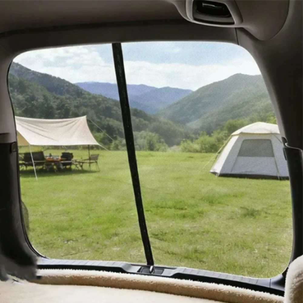 Ventilated Magnetic Car Trunk Mosquito Net Sunshade Insect Proof Car Tailgate Mesh Curtain Two-way Zipper Fine Mesh