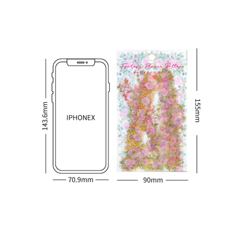 10Sheets Decorative Flower Stickers Gold Bronzing Basic Background paper Label Scrapbook Diary Paper Album Hand 143*70MM