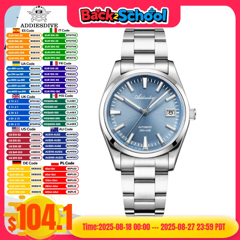 

ADDIESDIVE 39mm Man Luxury Watch BGW9 Super Luminous Bubble Mirror Glass 100m Waterproof Japan NH35A Automatic Mechanical Watch