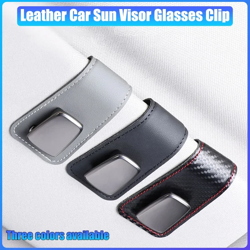 

Multifunction Car Sun Visor Glasses Clip Leather Eyeglasses Clip Car Sunglasses Holder Card Case Auto Interior Accessories