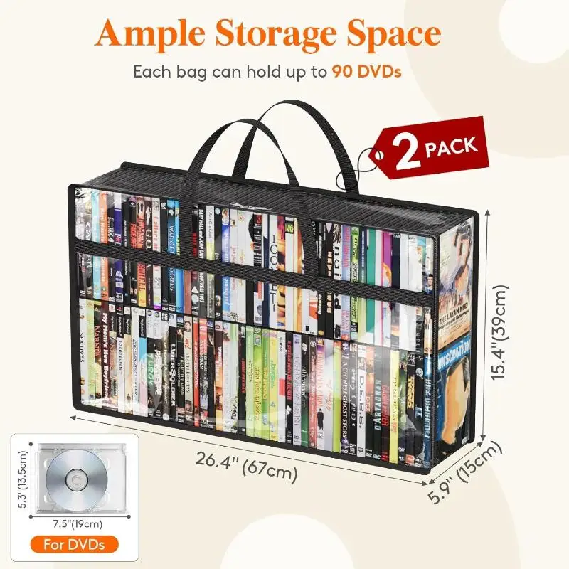 Transparent PVC Waterproof Zipper Storage Tote Lightweight Visible Organizer for CD DVD Book School Supply Storage