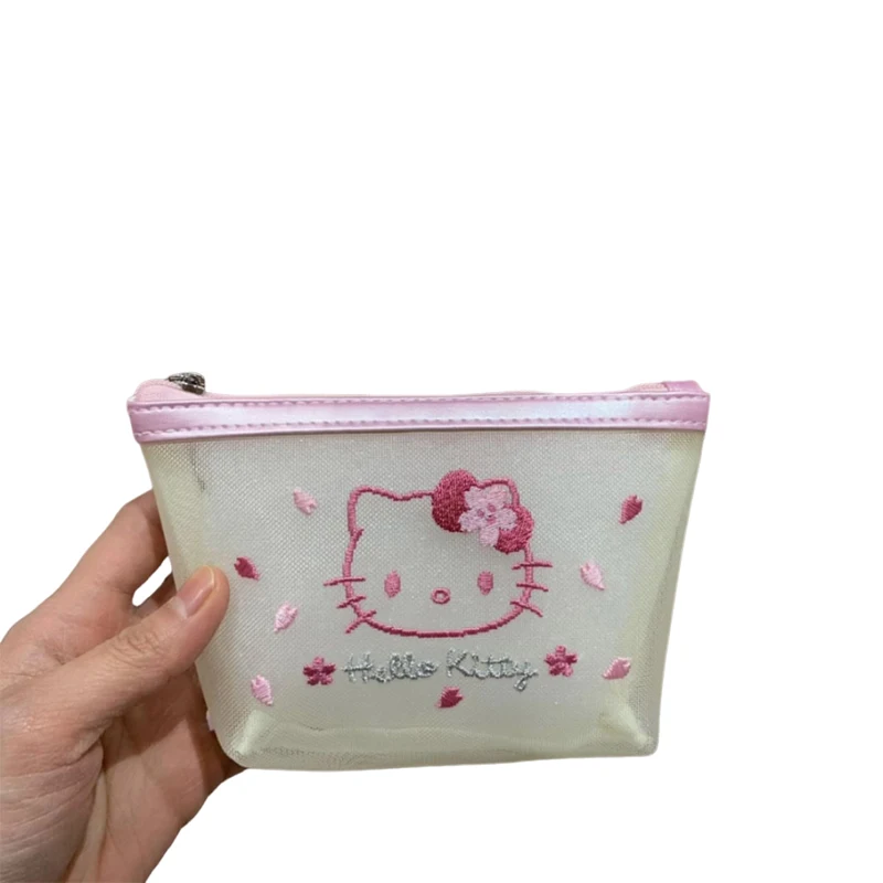 Sanrio Hello Kitty Kuromi Borsa per trucco doppia stampata Borsa di stoccaggio portatile Cartone animato carino Borsa per cancelleria di grande