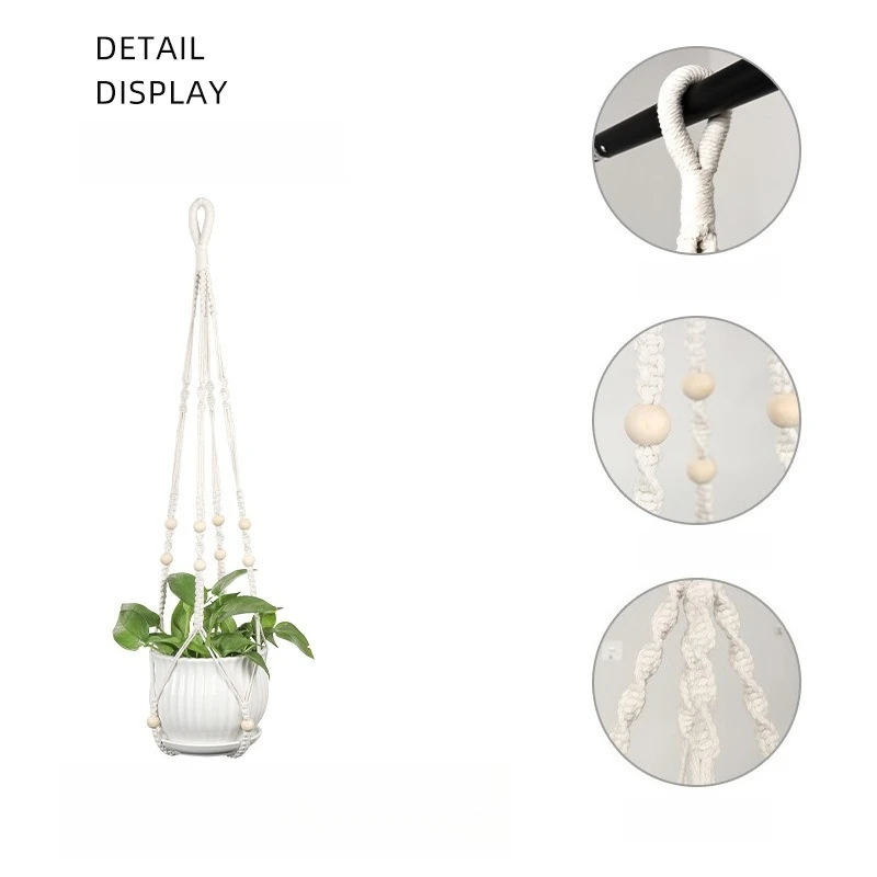 Hanging Plant Handmade Macrame Plant Hanger Flower Pot Planter Hanger Wall Decor Courtyard Garden Hanging Planter Pots Mesh Bag