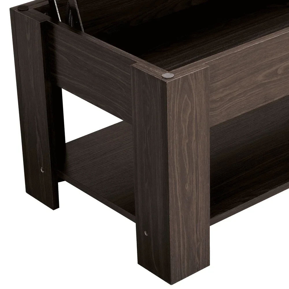 Mesa de centro moderna con tapa elevable de madera de 38,6" con estante para salón, color espresso