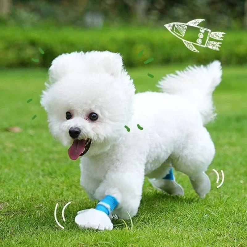 40PCS Pet Disposable Foot Covers Dog Non-woven Socks Cats Paw Dogs Protection Anti-dirty Breathable Shoes with 1roll Bandage