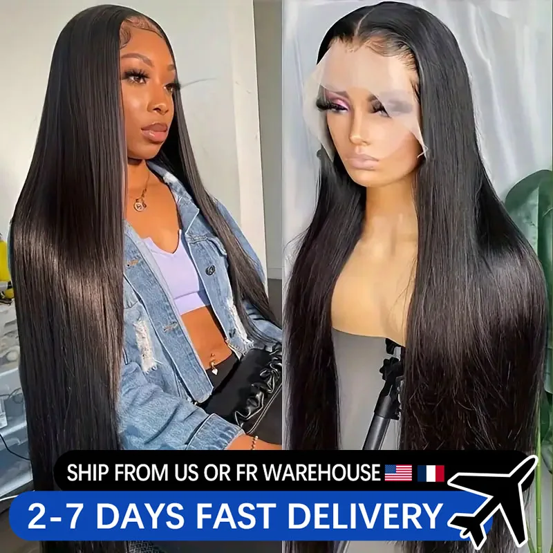 13x4 Straight Lace Front Wigs Human Hair Transparent Lace For Women 180% Density Brazilian Virgin Human Hair Wigs Pre Plucked