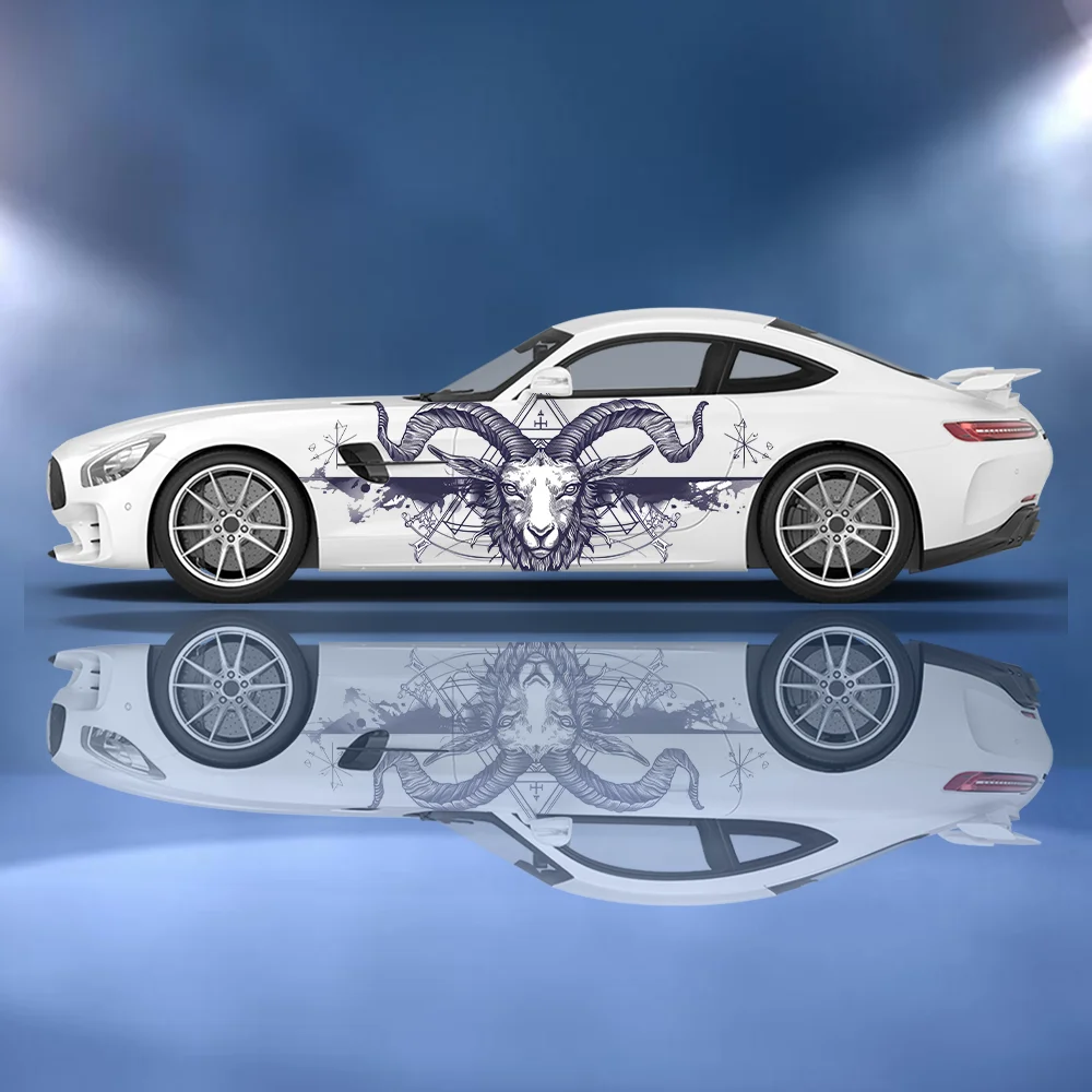 

Car Sticker with Goat Head Cross Pattern Full Body Decal Decoration Covering Scratches; Waterproof Car Sticker Car Vinyl Wraps