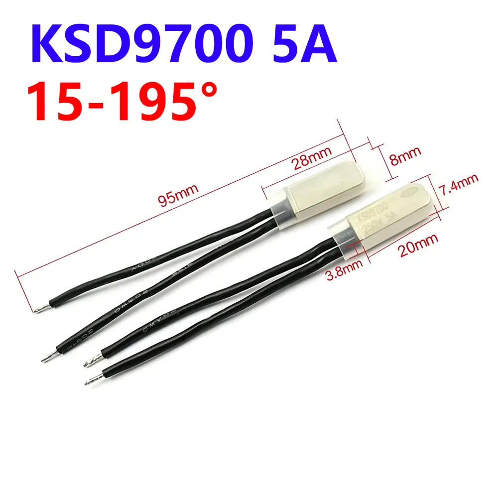 KSD9700 250V 5A 15-195° 85C 95C Degree Celsius Normally Closed Open Bimetal Disc Temperature Switch Thermostat Thermal Protector