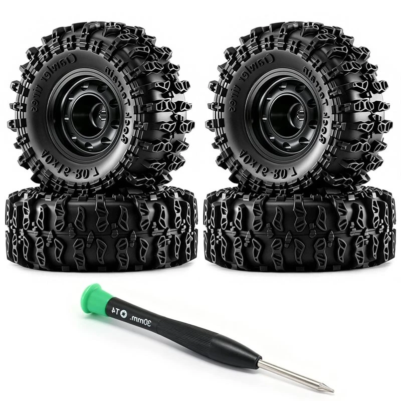 Best-0.7 Inch RC Rock Crawler Wheel Rims & Tires For 1/30 Axial SCX30 RC Climbing Car For Wrangler K10 Ford Bronco