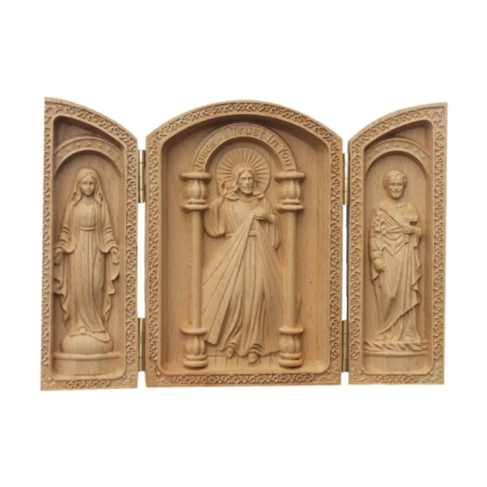 Triptych Statue Character Sculpture Decor Jesus Statue Religious Statue Religious Figure Sculpture for Office Outdoor Bedroom