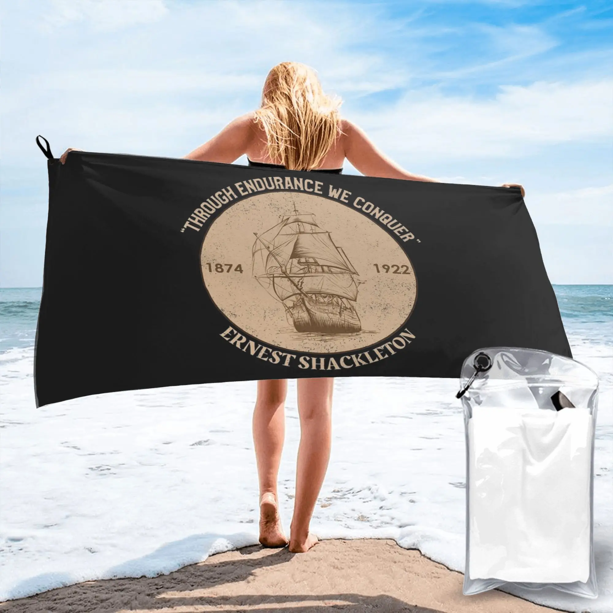 Sir Ernest Shackleton - Through Endurance We Conqu Beach Towel Soft Microfiber Quick Dry Absorbent Quick Towels For Yoga