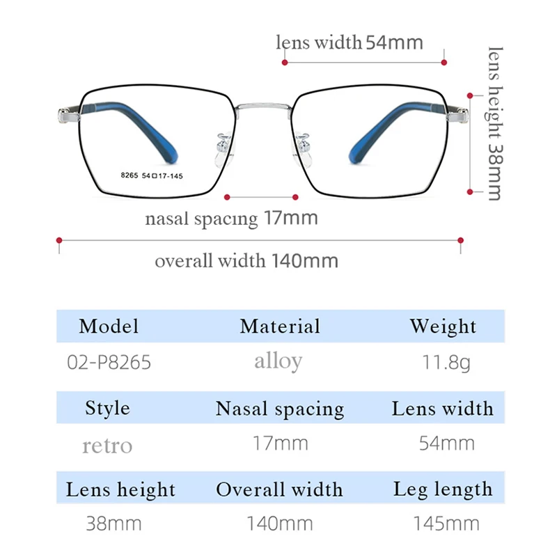 New Men Full Rim Square Business Style Men Fashion Glasses Frame with Recipe Prescription Male Optical Eyewear Spectacles Alloy